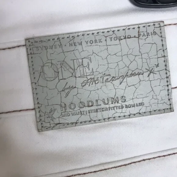 One teaspoon Hoodlums mid waist stretched fitted bow leg white jeans size 27 - Picture 12 of 13